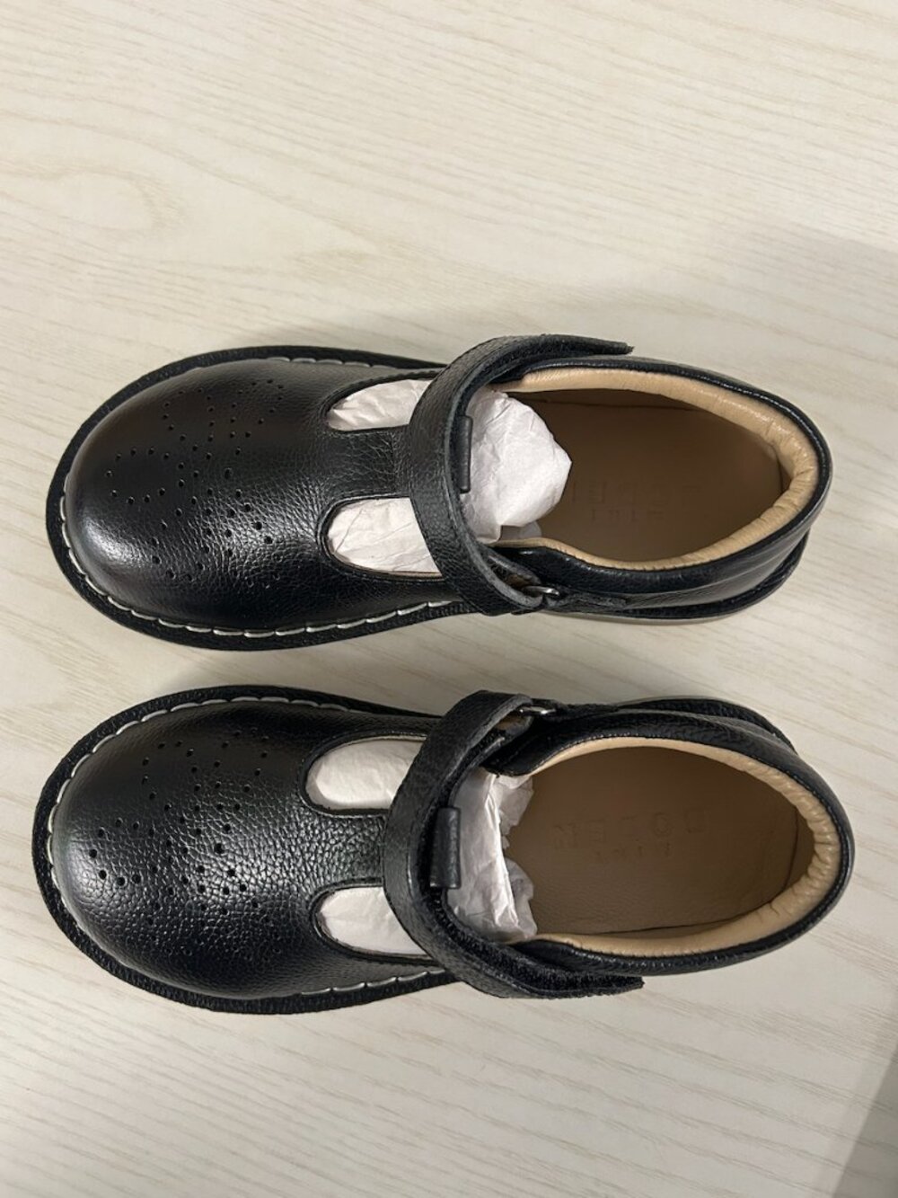 Boden Black Mini Leather T-bar Flats Size 26 (EU) and Size 9.5 (US)